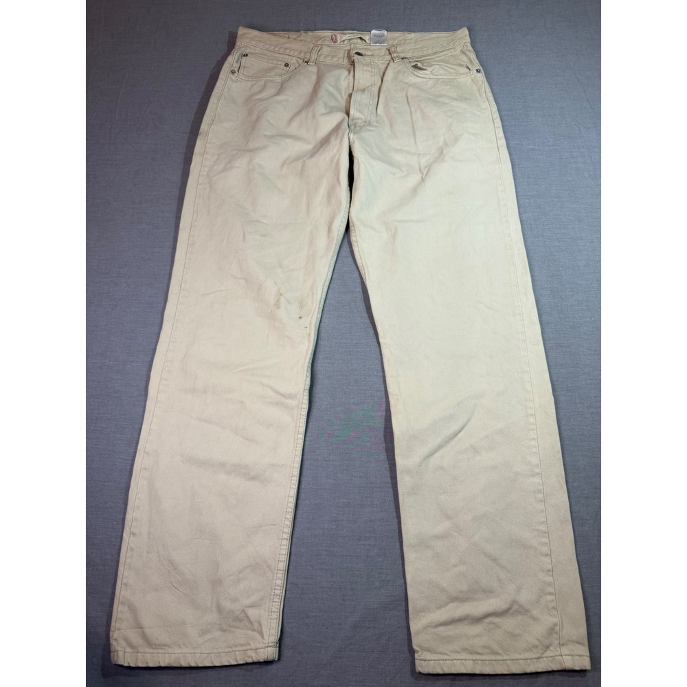 Levi's 505 Regular Fit Jeans Mens 38x32 Tan Good Straight Leg Denim - Picture 2 of 10